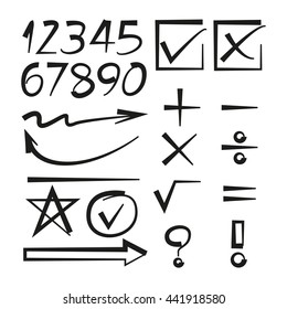 math icons, arrows and number