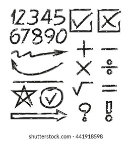 math icons, arrows and number