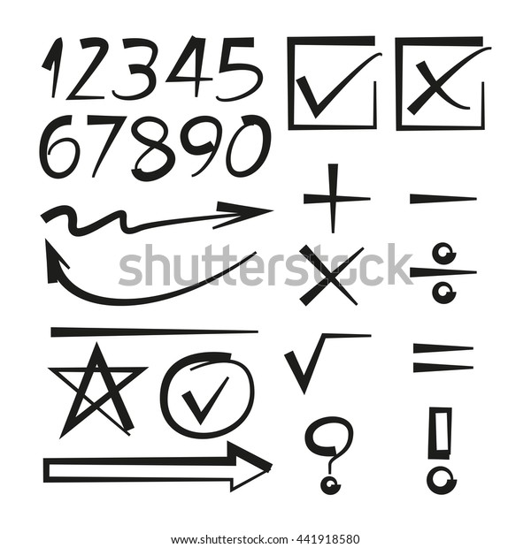 math icons, arrows and
number