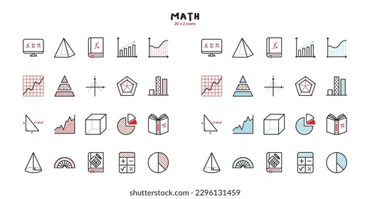 math icons collection in line style