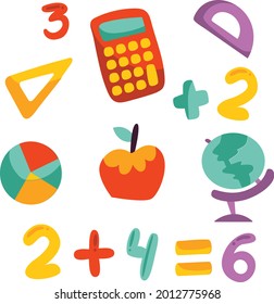 Iconos de matemáticas para clases de niños 