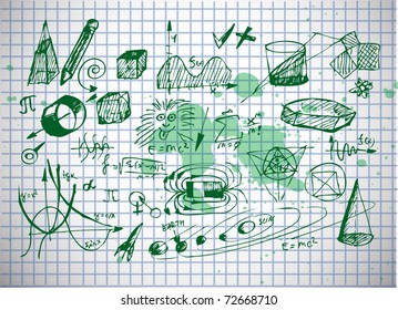 math icons on old paper background