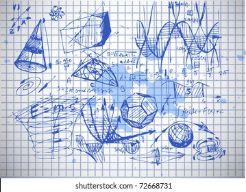 math icons on old paper background