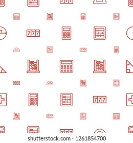math icons pattern seamless white background. Included editable outline calculator, protractor, number, abacus, triangle, plus, circle icons. math icons for web and mobile.