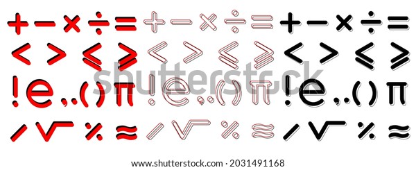 Math icons\
set. Line art calculator symbols, isolated vector illustrations.\
Financial elements\
collection.