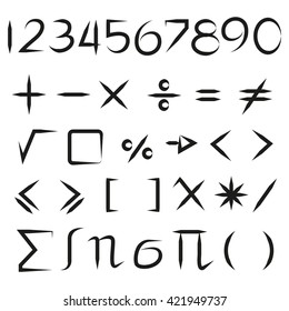 math icons, math symbols set
