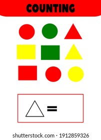 Matemáticas para niños. Cuenta, página de la hoja de cálculo preescolar.