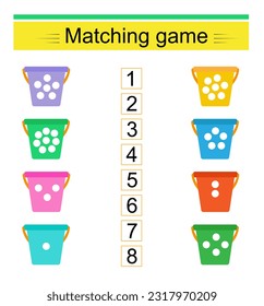 Math for kids. Matching game. Task for the development of attention and logic. Vector illustration.