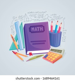 Math Lab And School Class. Isometric Vector Concept Design