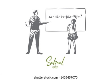 Math lesson concept sketch. Isolated vector illustration