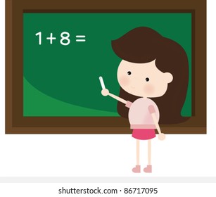 Math lesson with cute girl