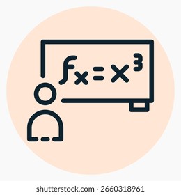 Icono de la lección de matemáticas en estilo de línea. Perfecto para App, Sitios web, UI UX, presentaciones o infografías. Archivo de ilustración editable con diseño limpio y diseño moderno.