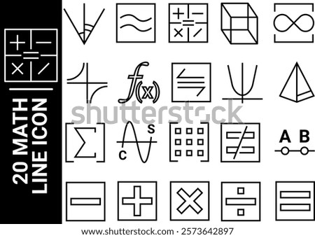 math line icon, black and white