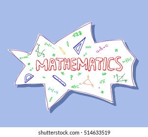 Math linear mathematics education circle background with geometrical plots, formulas and calculations. Vector illustration.