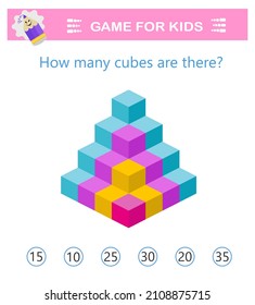 Math logic game for kids. Attention tasks for children. Kids activity sheet. 