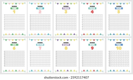 Math and logic worksheets for kids. Number recognition up to 10. For kindergarten, school and homeschooling. Children ages 3 to 6.