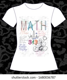 math lovely graphic design and cute flowers graphic design print for tee and t shirt and fabric