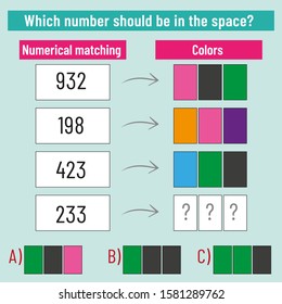 Math matching question. What colors should come into space? Intelligence question, visual intelligence, reasoning.
