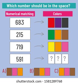 Math matching question. What colors should come into space? Intelligence question, visual intelligence, reasoning.