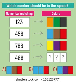 Math matching question. What colors should come into space? Intelligence question, visual intelligence, reasoning.