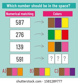 Math matching question. What colors should come into space? Intelligence question, visual intelligence, reasoning.