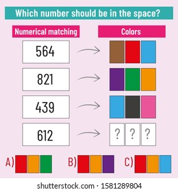 Math matching question. What colors should come into space? Intelligence question, visual intelligence, reasoning.