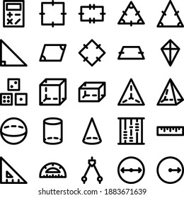 math or mathematic icon set include 25 icons with outline style for web mobile app android ios presentation printing