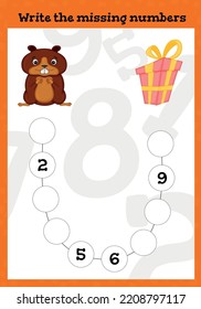 Math Maze Addition Worksheet. Educational Game. Mathematical Puzzle. Vector Illustration.