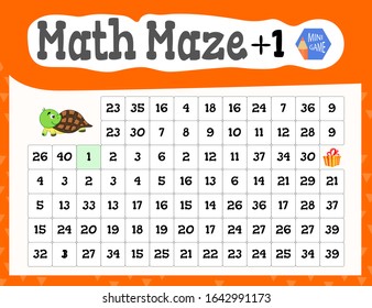 Math Maze is a mini game for children. Cartoon style. Vector illustration
