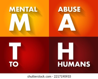 MATH - Mental Abuse To Humans acronym, concept background