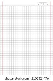 Math notebook blank page design. Empty sheet template of Mathematics notebook. Date and heading is included