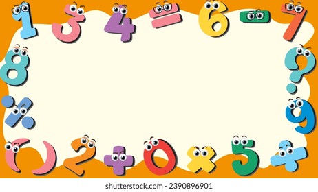 Math Number and Symbol with Eyes Character illustration