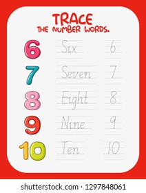 Math number tracing worksheets illustration