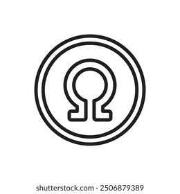 Ilustración vectorial de iconos de contorno de omega de matemáticas