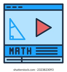 Vector de vídeo en línea matemáticas Concepto de aprendizaje científico moderno icono o signo de color