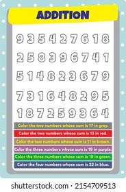 Math operations for kindergarten, preschool and primary school.