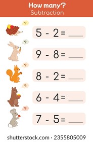 Mathematik-Seite druckbar für Schulkinder, erste Klasse, Vorschule. Addition, Subtraktion, nützliche mathematische Spiele für den Kindergarten. Lehrerressourcen, Schulunterricht, pädagogische Zwecke. Math-Arbeitsblatt