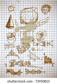 math paper on brown background