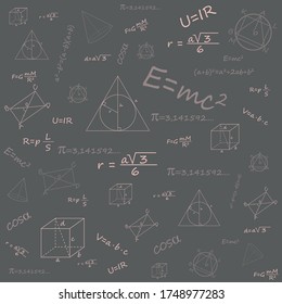 Math and physics formulas seamless pattern 