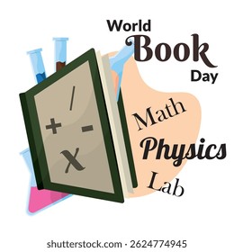 Math physics science book. Vector illustration