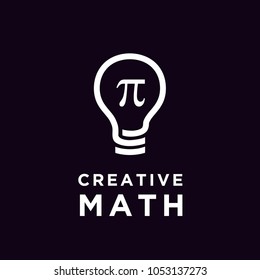 Math Pi Creative Light Bulb Mathematics logo design inspiration