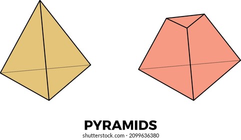 Math picture. Geometry shape 3D icon. Pyramids. Vector illustration