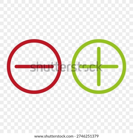 Math plus minus icons. Addition subtraction Vector. Calculation symbol set. Negative positive buttons. Control signs.