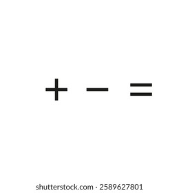 Math plus, minus, multiply, divide symbol vector. Calculator symbol collection. Mathematic symbol set. Math sign icons.