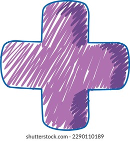 Math plus sign symbol in pencil colour sketch simple style illustration