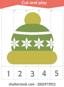 Math puzzle for children. We cut and play. Cap