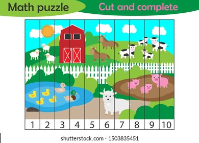 Farm Animals Barn Cartoon Education Game Stock Vector (Royalty Free ...