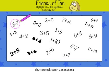 Math puzzle game for children. Find numbers. Preschool printable worksheet activity for kids. Education game, iq test, brain training