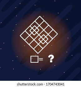 Math puzzle. The riddle of finding the answer. Vector.