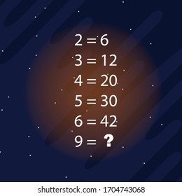 Math puzzle. The riddle of finding the answer. Vector.